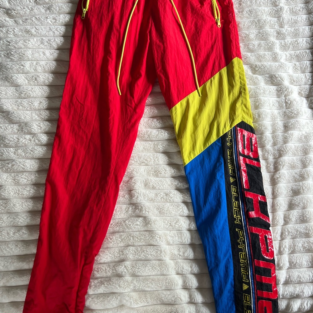 Black Kids Color Block Joggers - Red, Yellow, Blue